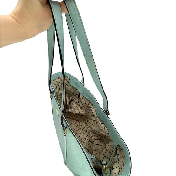 Kate Spade Newbury Lane Dally Tote Blue Hydrangea Saffiano Cow Leather Work Bag - Picture 5 of 16